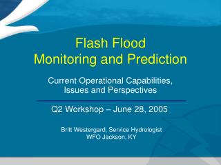 Flash Flood Monitoring and Prediction