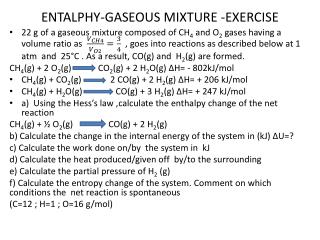 ENTALPHY-GASEOUS MIXTURE -EXERCISE