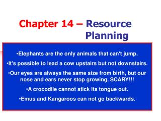 Chapter 14 – Resource Planning