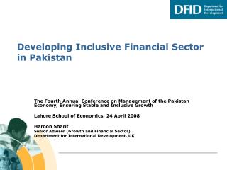 Developing Inclusive Financial Sector in Pakistan