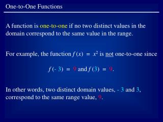 One-to-One Functions