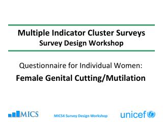 Multiple Indicator Cluster Surveys Survey Design Workshop