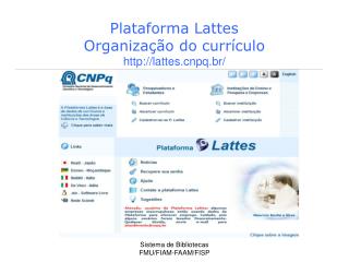 Plataforma Lattes Organização do currículo lattespq.br/