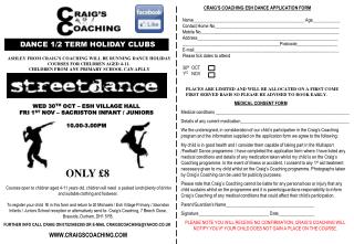 CRAIG’S COACHING ESH DANCE APPLICATION FORM