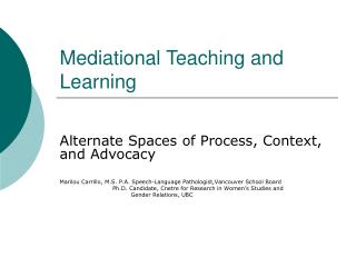 Mediational Teaching and Learning