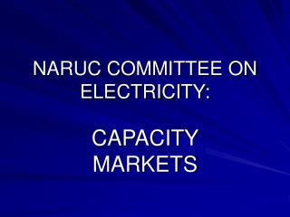 NARUC COMMITTEE ON ELECTRICITY: