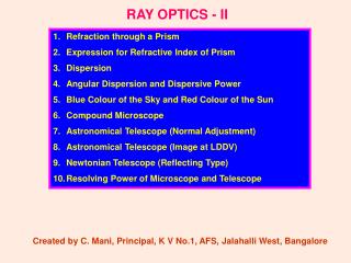 RAY OPTICS - II