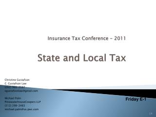 Insurance Tax Conference - 2011 State and Local Tax