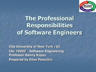 The Professional Responsibilities of Software Engineers