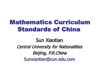 Mathematics Curriculum Standards of China