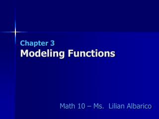 Chapter 3 Modeling Functions