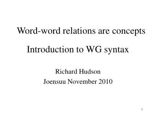 Introduction to WG syntax