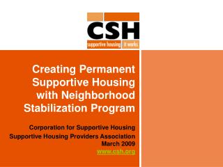 Creating Permanent Supportive Housing with Neighborhood Stabilization Program