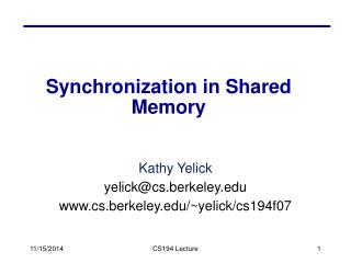 Synchronization in Shared Memory