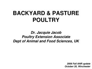 BACKYARD &amp; PASTURE POULTRY