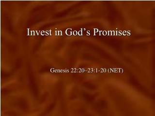 Invest in God’s Promises