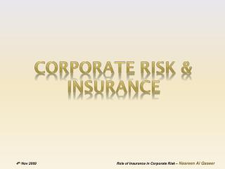 Corporate Risk &amp; Insurance
