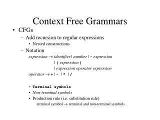 Context Free Grammars