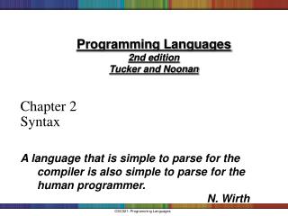 Programming Languages 2nd edition Tucker and Noonan