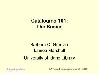 Cataloging 101: The Basics