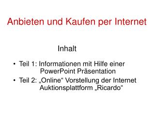 Anbieten und Kaufen per Internet