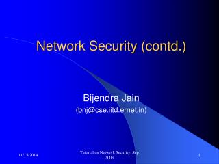 Network Security (contd.)