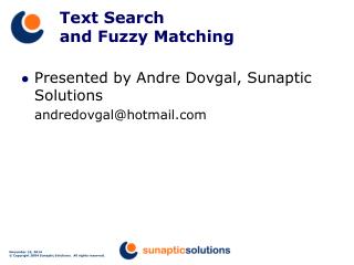 Text Search and Fuzzy Matching