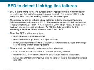 BFD to detect LinkAgg link failures