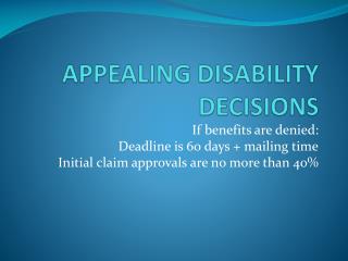 APPEALING DISABILITY DECISIONS