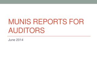 MUNIS Reports for Auditors