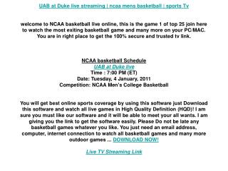 UAB at Duke live streaming | ncaa mens basketball | sports T