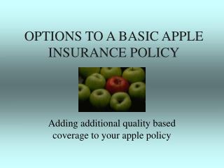 OPTIONS TO A BASIC APPLE INSURANCE POLICY