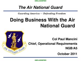 Doing Business With the Air National Guard