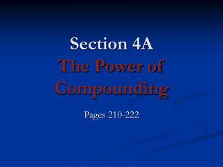 Section 4A The Power of Compounding