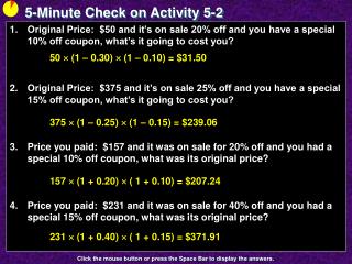 5-Minute Check on Activity 5-2