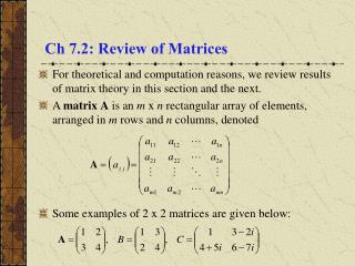 Ch 7.2: Review of Matrices
