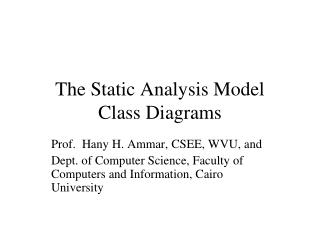 The Static Analysis Model Class Diagrams