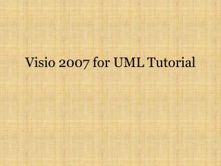 Visio 2007 for UML Tutorial