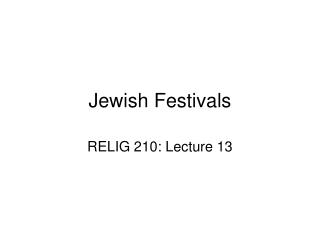 Jewish Festivals