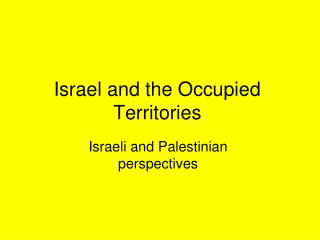 Israel and the Occupied Territories