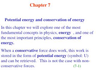 Chapter 7 Potential energy and conservation of energy