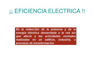 ¡¡ EFICIENCIA ELECTRICA !!