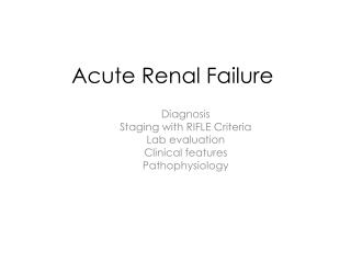 Acute Renal Failure
