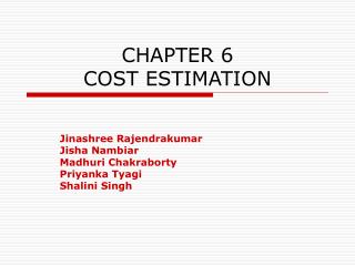 CHAPTER 6 COST ESTIMATION