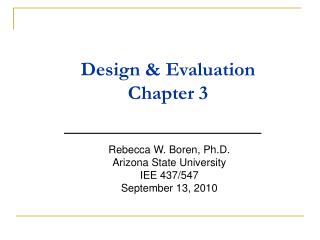 Design &amp; Evaluation Chapter 3