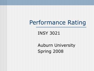 Performance Rating
