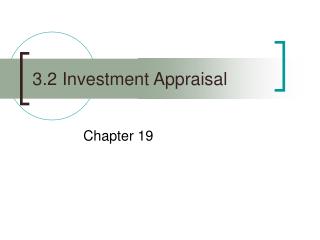 3.2 Investment Appraisal
