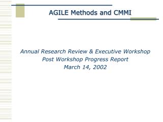 AGILE Methods and CMMI