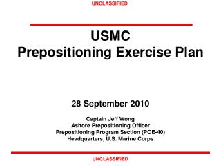 USMC Prepositioning Exercise Plan