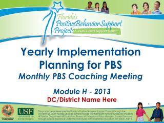 Yearly Implementation Planning for PBS Monthly PBS Coaching Meeting